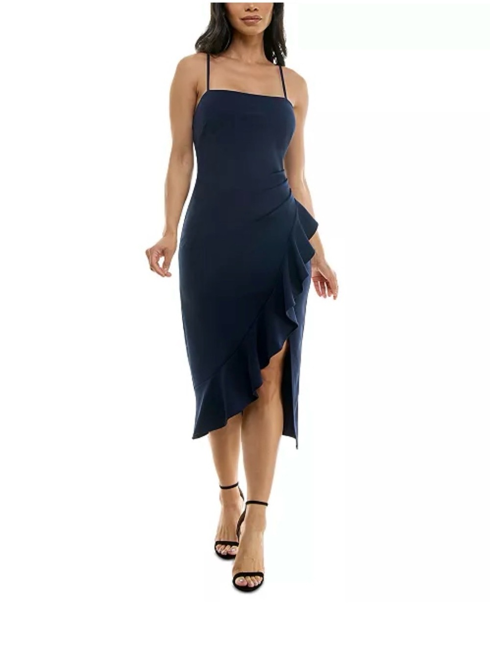 EMRALD SUNDAY Ruffled Side-Slit Midi Dress